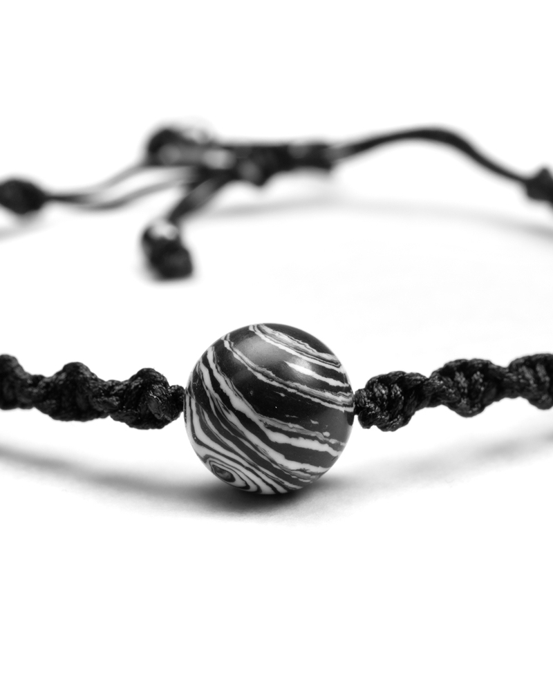 Planet Lava Bracelet with Black Rope and Knot Method