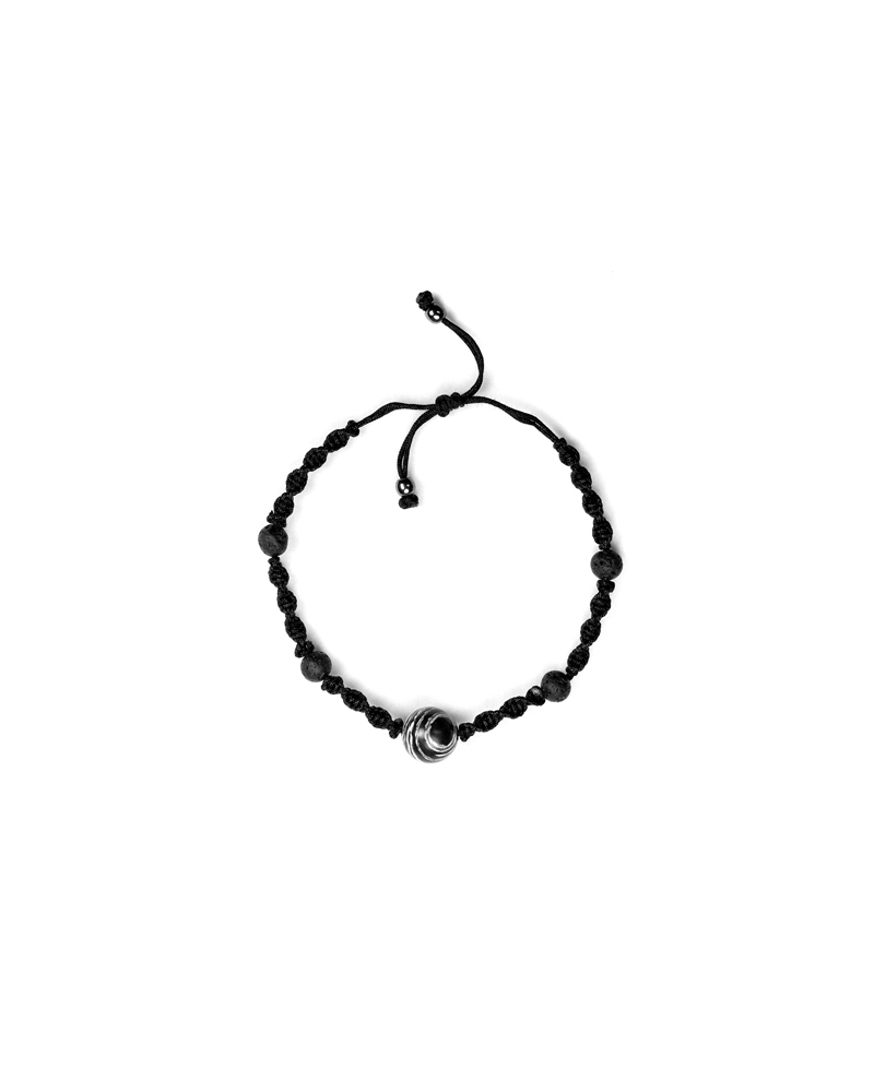 Planet Lava Bracelet with Black Rope and Knot Method